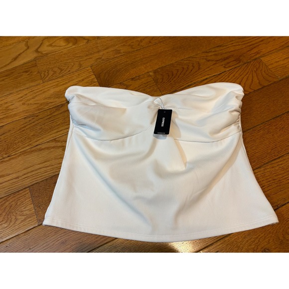 Express Body Contour High Compression Ribbed Twist Front Tube Top White S M L - Picture 3 of 8